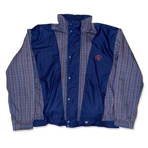 Vintage ProQuip Gore-Tex Golf Jacket Mens XL Blue Plaid Full Zip Windbreaker